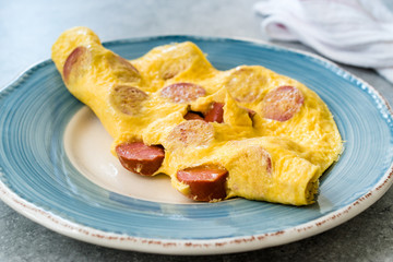 Folded Omelette with Sausage / Salami Slices