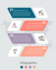 Vector infographic flat template concept for four labels, diagram, graph. Business concept with 4 options. For content, flowchart, steps, timeline, web, workflow, marketing, presentation