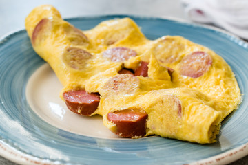 Folded Omelette with Sausage / Salami Slices