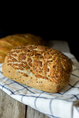 sourdough bread on the table dark background
