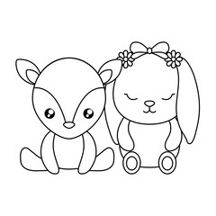cute little bunny with reindeer baby character