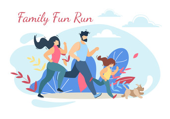 Happy Family Run Fun Sport Activity Lifestyle