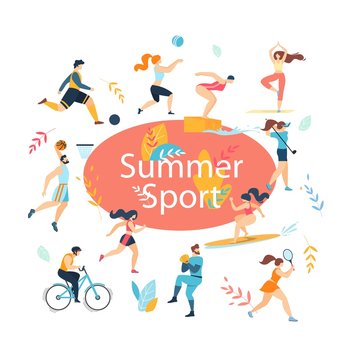 Summer Sport Activities Set. Sportsmen Workout
