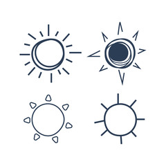 Set of Hand Drawn Symbols of Sun vector image