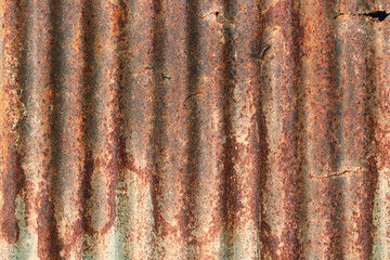 Old zinc wall texture background, rusty on galvanized metal panel sheeting.