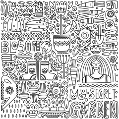 Doodle garden set. Hand drawn vector illustration. - 279984703