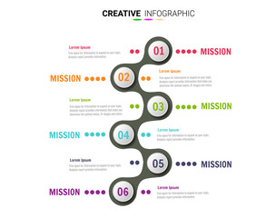 Infographic template with numbers 6 option can be used for workflow layout, diagram, number step up options.