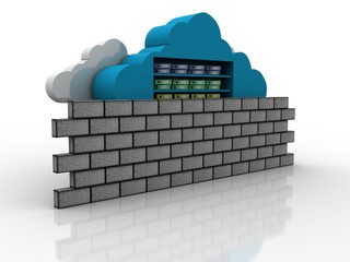3d rendering cloud  folder storage firewall protection  