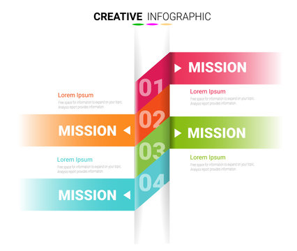 Abstract infographics number options template with steps, with 4 label. 