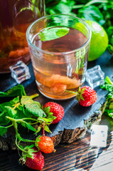strawberry compote with mint and lime