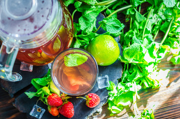 strawberry compote with mint and lime