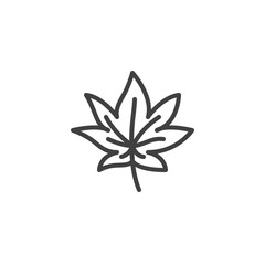 Maple leaf line icon. linear style sign for mobile concept and web design. Tree leaf outline vector icon. Autumn symbol, logo illustration. Vector graphics