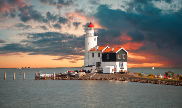 Lighthouse in the Dutch old village