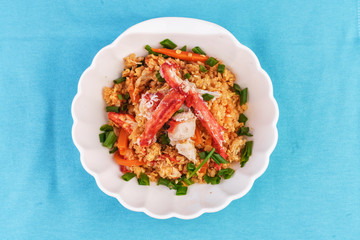  Stewed rice with tomatoes, carrots and crab meat, Japanese cuisine