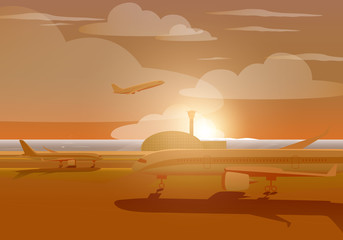 Fototapeta na wymiar Illustration About International Airports And Beach