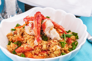  Stewed rice with tomatoes, carrots and crab meat, Japanese cuisine
