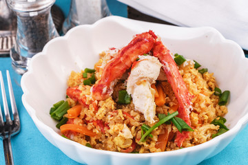  Stewed rice with tomatoes, carrots and crab meat, Japanese cuisine