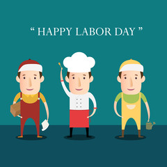 Cartoon Character Occupation For Labor Day.