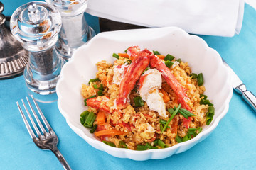  Stewed rice with tomatoes, carrots and crab meat, Japanese cuisine