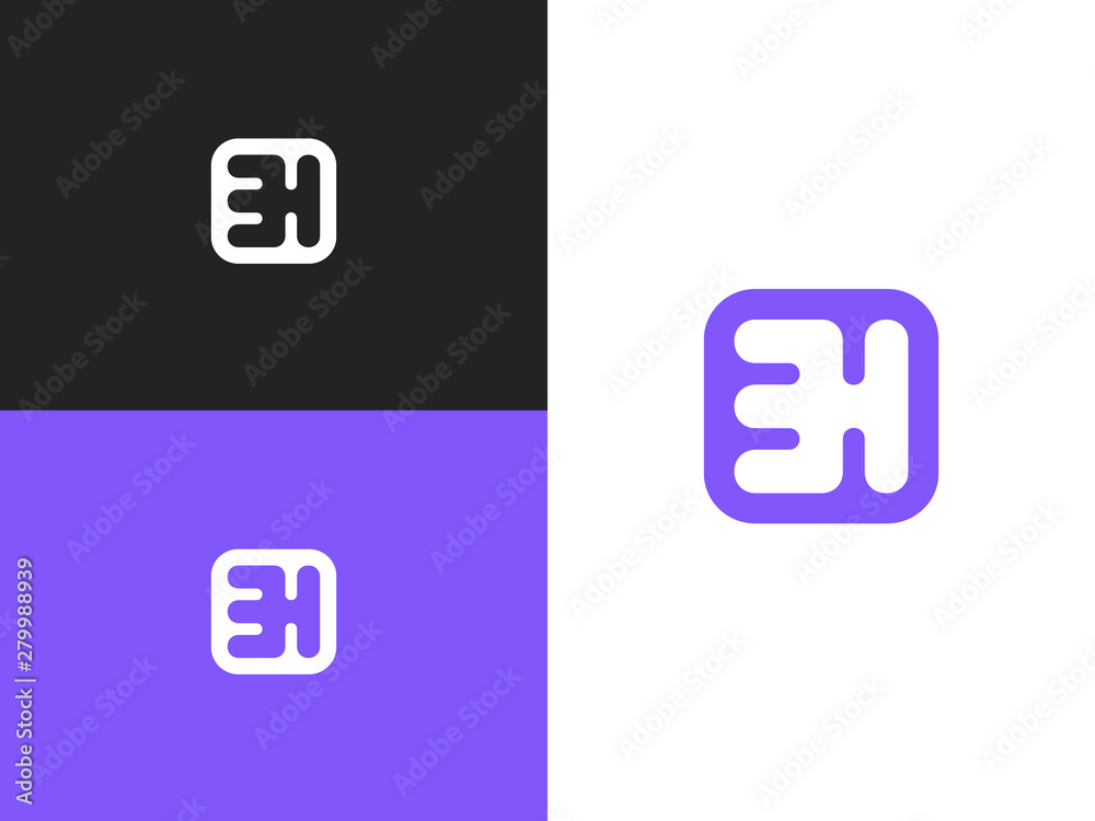 Sticker initial letters b and h logo design template elements