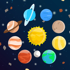 Illustration about the solar system of the universe