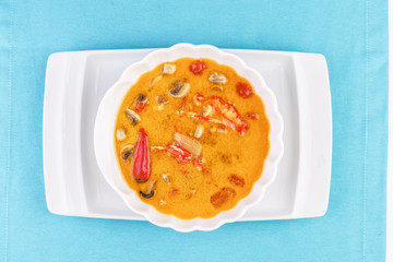  Seafood puree soup with shrimps and crab meat according to Mediterranean recipe