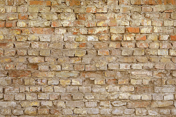 Old red brick wall background texture