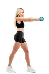 Fototapeta premium Beautiful fit woman exercising with dumbbells