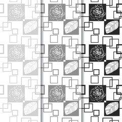 tropical palm leaves and square seamless floral pattern 