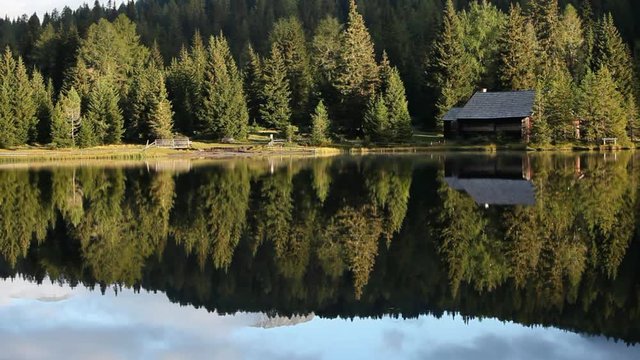Morning atmosphere at lake Prebersee in Austria