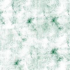Abstract rough white background with green paint stains, silver shade. Emerald marble effect. Paints scuffs, stains, aged paper, wall. Design for print, decoupage, template, drawing. Whitewash, repair