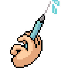 Obraz premium vector pixel art injection needle