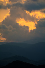 sunset in mountains