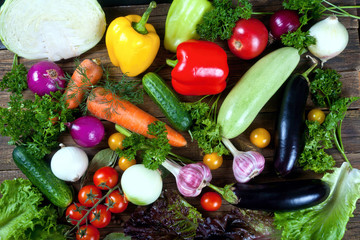 Fresh vegetables on a wooden table