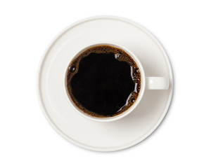 coffee cup top view  isolated on white background. with clipping path.