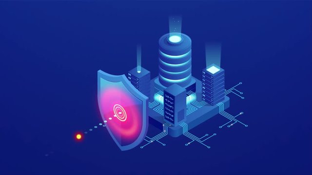 Isometric Protection network security and safe your data concept. Web page design templates Cybersecurity. Digital crime by an anonymous hacker. HD Video.