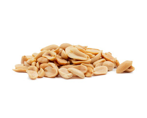 Roasted salted peanuts isolated on a white background