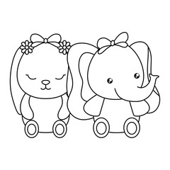 cute little bunny with elephant baby character