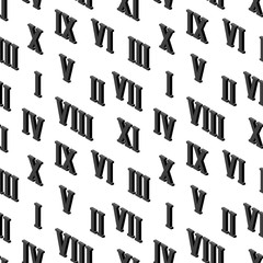 Seamless background pattern with isometric Roman numerals on a white. Vector Illustration EPS