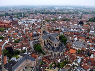 Obraz premium Amazing view from above. So impressive and beautiful Brugge. Medieval history around you.Must see for all explorer. View from Drone. From Belgium with Love.