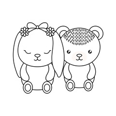 cute little bear with bunny baby character