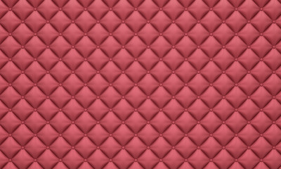 Pink diamond leather buttoned upholstery background texture, 3d render