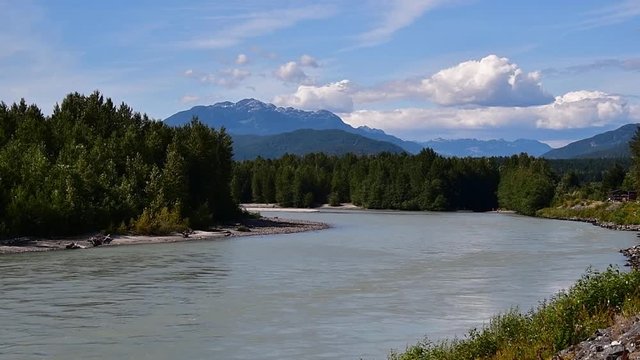 A view of Squamish river from Brackendale. BC Canada