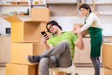 Mother and son moving to new flat