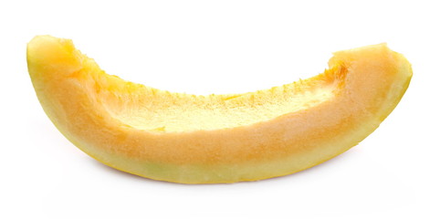 Cantaloupe melon slice isolated on white background