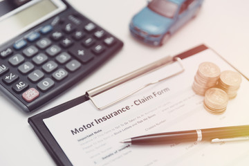 Motor or car insurance claim form composition