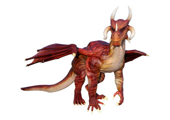 3D Rendering Fairy Tale Dragon on White