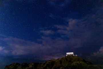 星空とベンチ