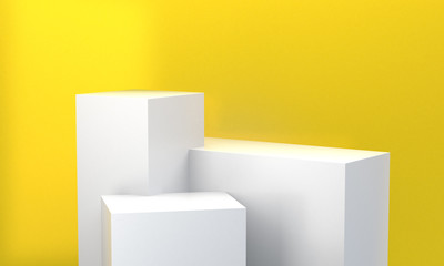 Minimalist abstract background, primitive geometrical figures, 3D render.