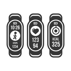 Smart Watch and Fitness Tracker Band Icons Set. Vector